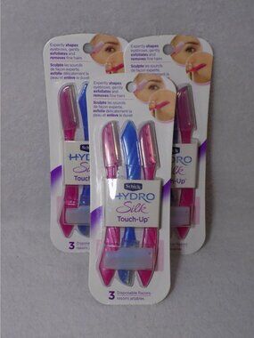 Schick Hydro Silk Touch-Up Eyebrow/Facial Razor- Exfoliate & Shape 3PK Lot of 3